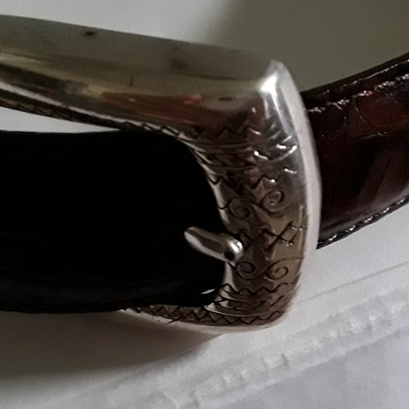 Brighton Embossed Croc Brown Leather Belt - EUC, M 30 - Picture 3 of 9